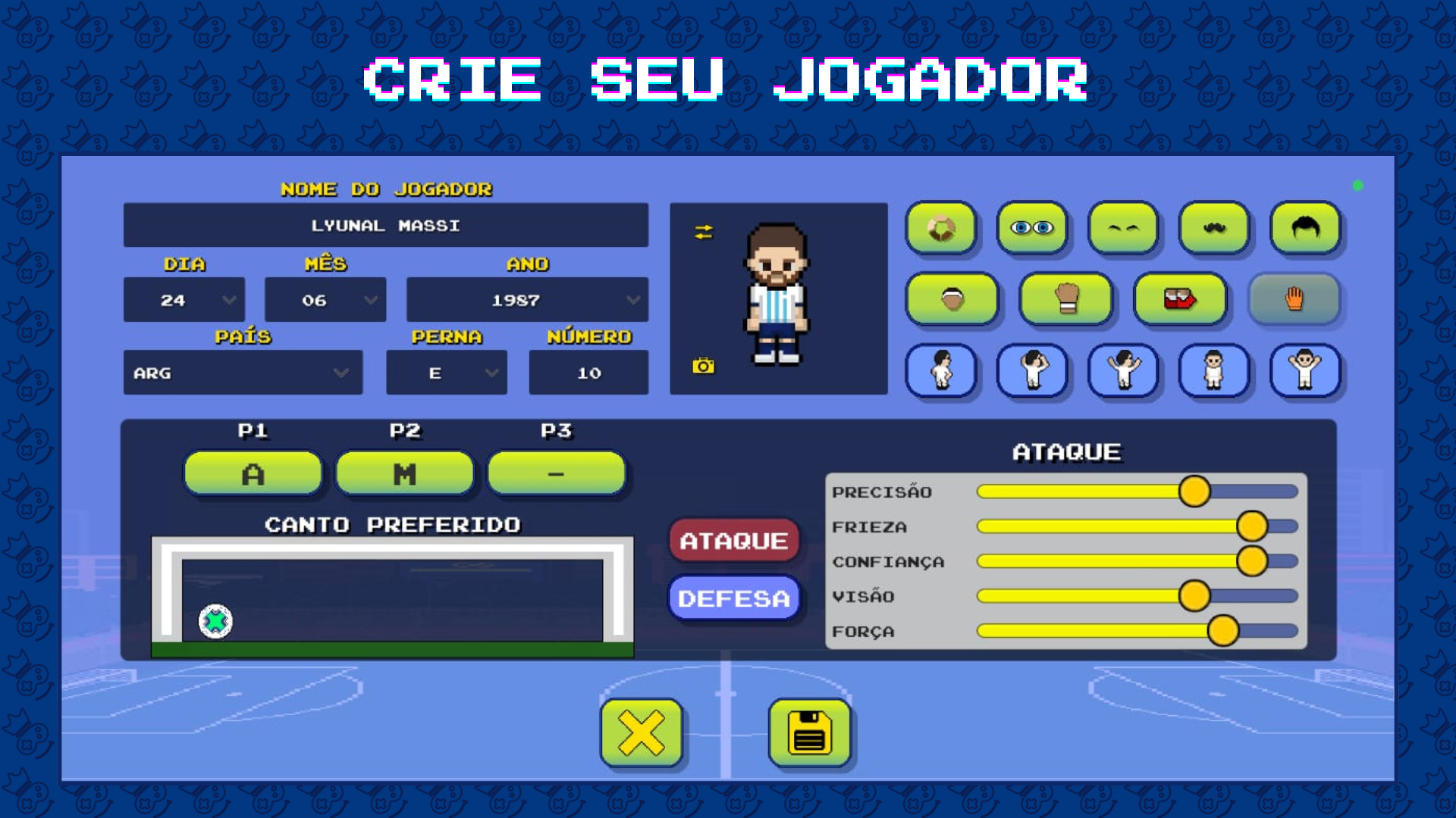 Personalização de jogadores no Olha a Batida